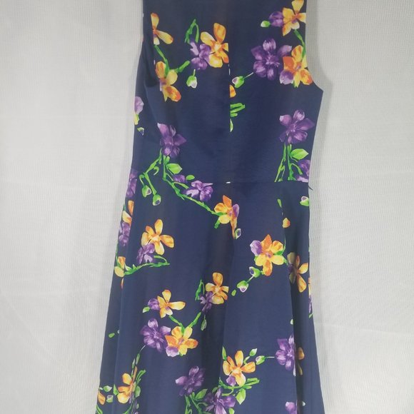 RALPH LAUREN FLORAL DRESS BLUE MULTICOLOR - SIZE 8 - MSRP $265 - NWT - Picture 5 of 7